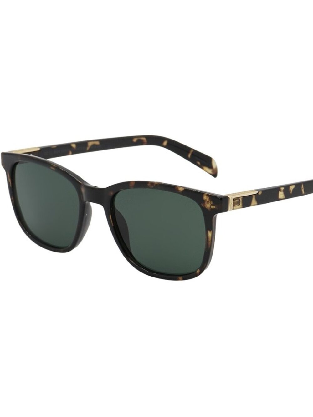 Classic Tortoiseshell Square Sunglasses Dark Green Lenses 54mm